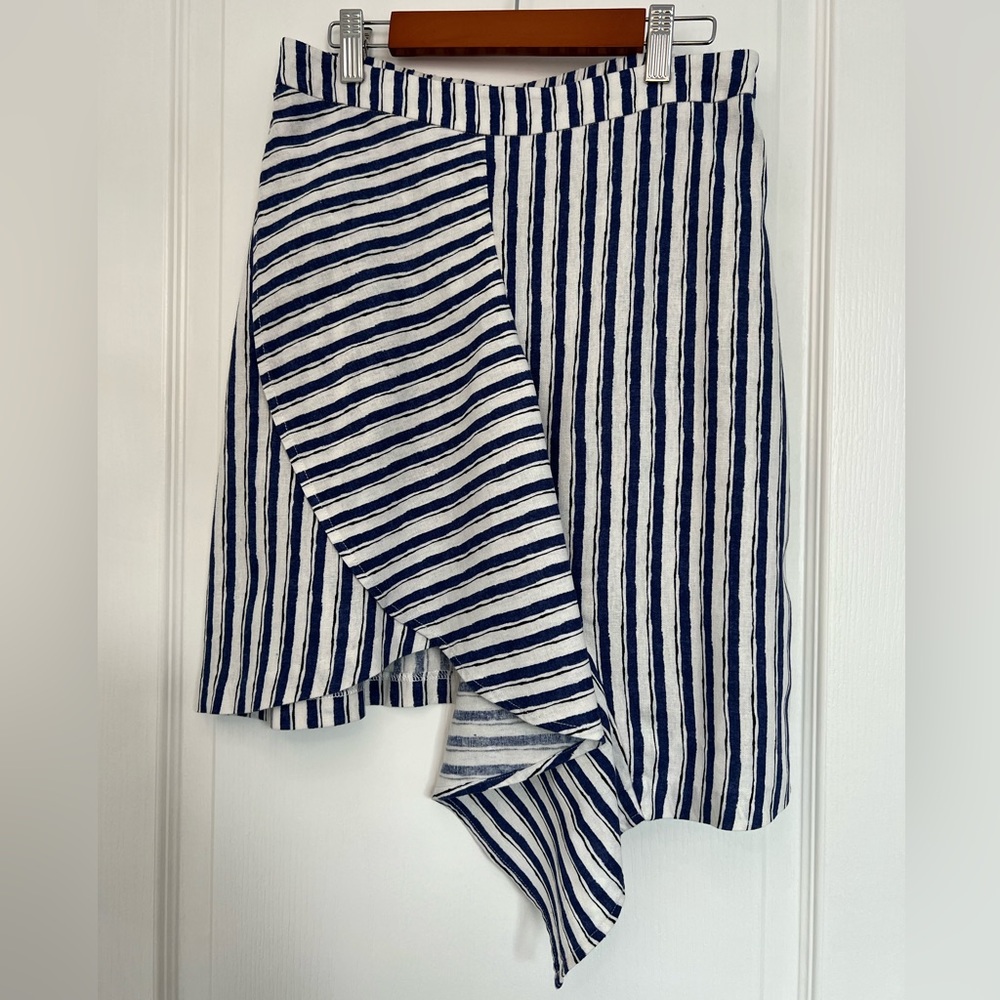 618 Ruffled Striped Skirt | navy blue, white | M